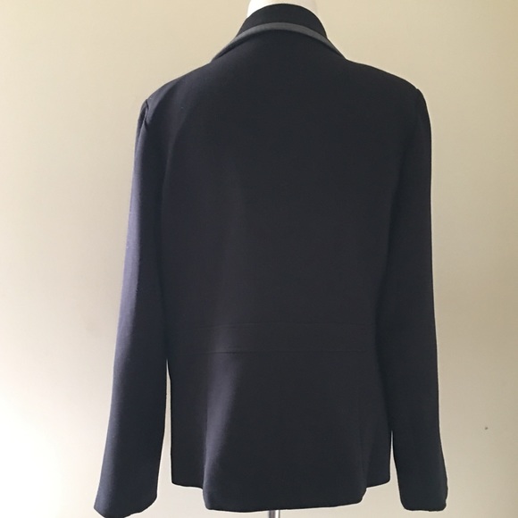 ✂️Dialogue Midi Black Zip Coat with Grey Trim - Picture 3 of 4